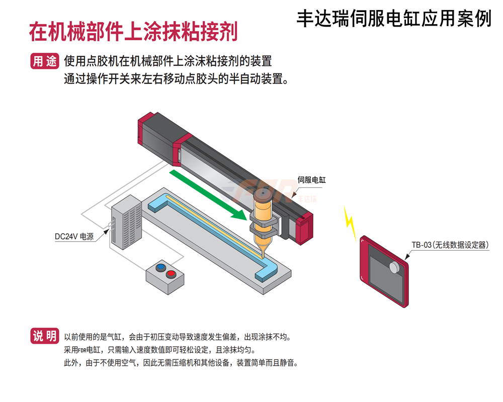 AG旗舰品牌电缸在机械部件上涂抹粘接剂